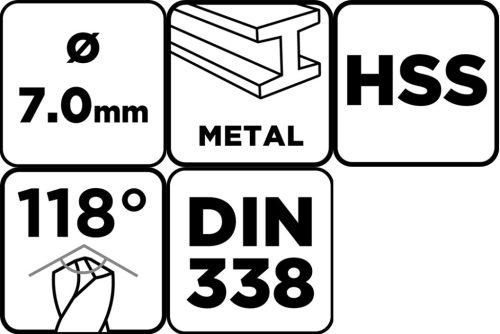 Csigafúró HSS, DIN338, 7mm