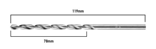 Csigafúró HSS hosszú  4.0x119/78mm, DIN 340