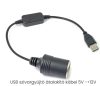 A15163-1 USB-port 12V autós szivargyújtó aljzathoz, átalakító adapter kábel