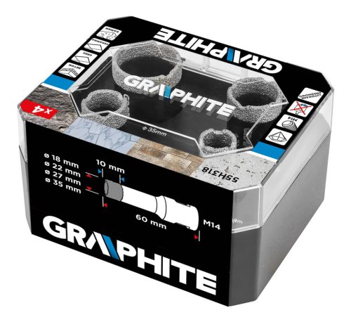 Körkivágó készlet, gyémántos, M14, 18,22.27,35mm