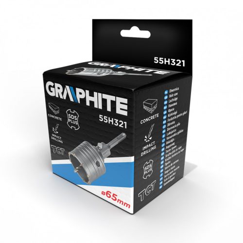 Koronafúró, körkivágó, 65 mm, SDS plus szárral és központfúróval