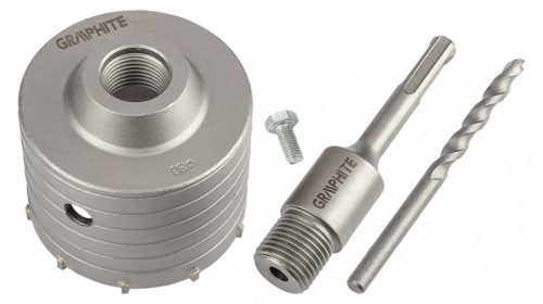 Koronafúró, körkivágó, 80 mm, SDS plus szárral és központfúróval