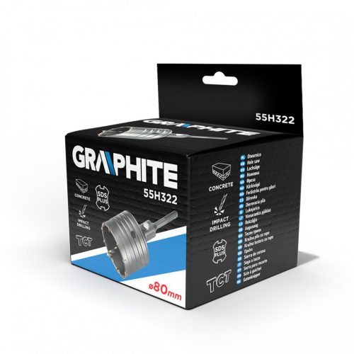 Koronafúró, körkivágó, 80 mm, SDS plus szárral és központfúróval