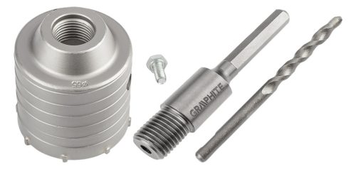 Koronafúró, körkivágó, 65mm, HEX hatszög szárral, központfúróval