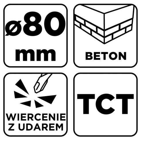 Koronafúró, körkivágó, 80mm, M22