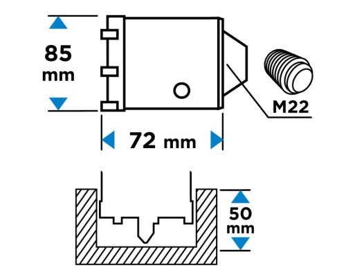 Koronafúró, körkivágó, 85mm, M22