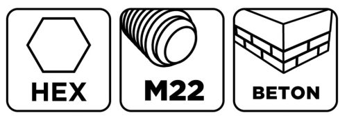 Koronafúró, körkivágó adapter, HEX hatszög szárral, központfúróval, M22, 200mm