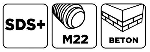 Koronafúró, körkivágó adapter, SDS PLUS szárral, központfúróval, m22, 110mm