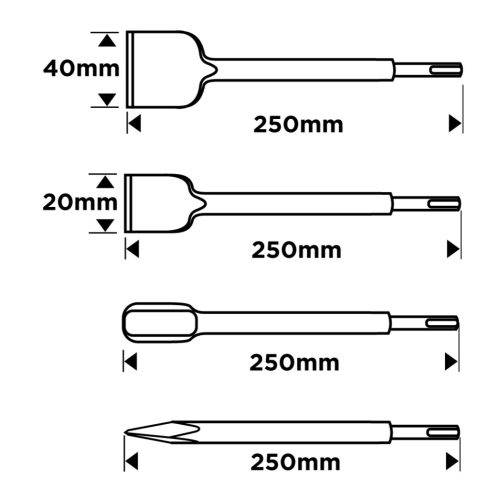 Vésőkészlet, SDS PLUS, 4db-os