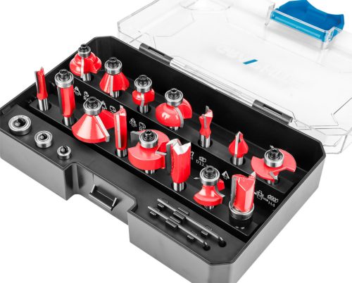 Felsőmaró készlet, 8mm-es szárral, 15db-os