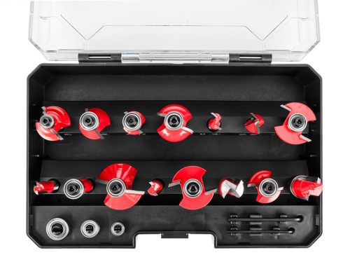 Felsőmaró készlet, 8mm-es szárral, 15db-os