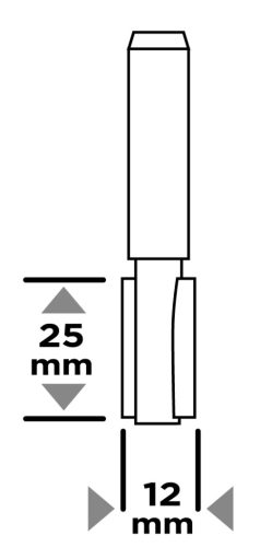 Felsőmaró kés, nútmaró, 12x25mm, 8mm szárral