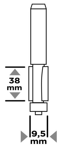 Felsőmaró kés, szintbemaró, 9.5x38mm, 8mm szárral