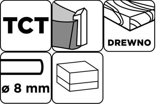 Felsőmaró kés, szintbemaró, 9.5x38mm, 8mm szárral