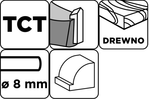 Felsőmaró kés, kerekítő, 32x15.5mm, 8mm szárral