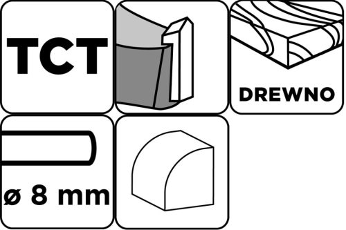 Felsőmaró kés, kerekítő, 38.1x19mm, 8mm szárral