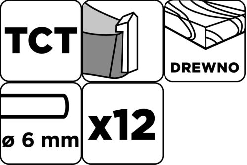 Felsőmaró kés készlet, 6mm szárral, 12db