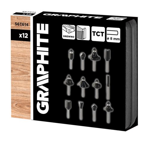 Felsőmaró kés készlet, 8mm szárral, 12db