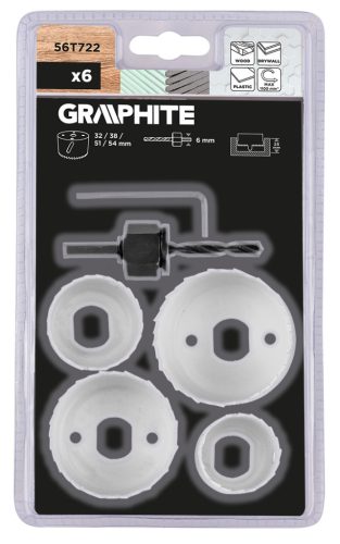 Körkivágó készlet, bi-metal, 32-54mm, 6db