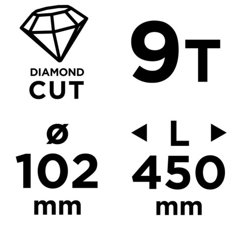 Gyémánt magfúró korona, 102x450mm, 9 szegmenses, 58G540 géphez