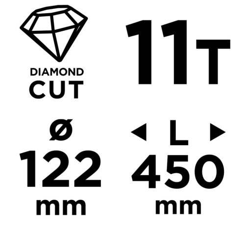 Gyémánt magfúró korona, 122x450mm, 11 szegmenses, 58G540 géphez
