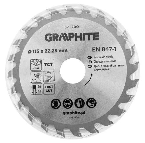 Körfűrészlap keményfém fogakkal, 115x22.2mm, 24fog
