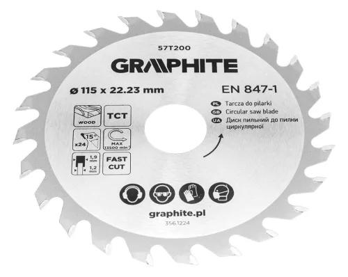 Körfűrészlap keményfém fogakkal, 115x22.2mm, 24fog