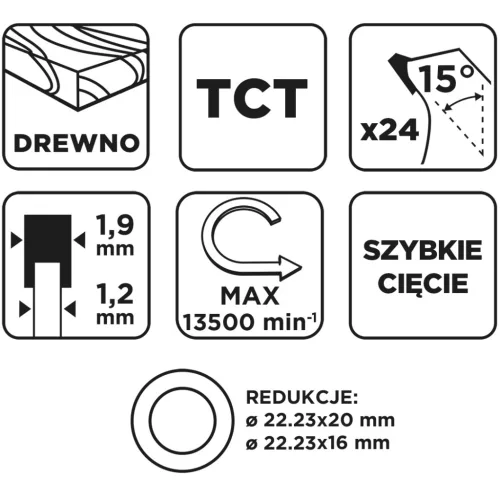 Körfűrészlap keményfém fogakkal, 115x22.2mm, 24fog