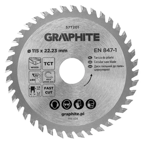 Körfűrészlap keményfém fogakkal, 115x22.2mm, 40fog