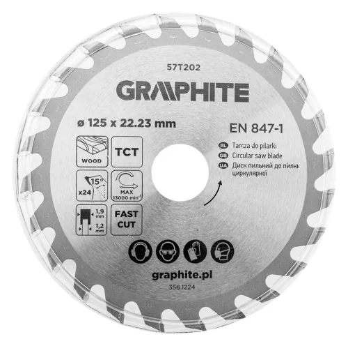 Körfűrészlap keményfém fogakkal, 125x22.2mm, 24fog