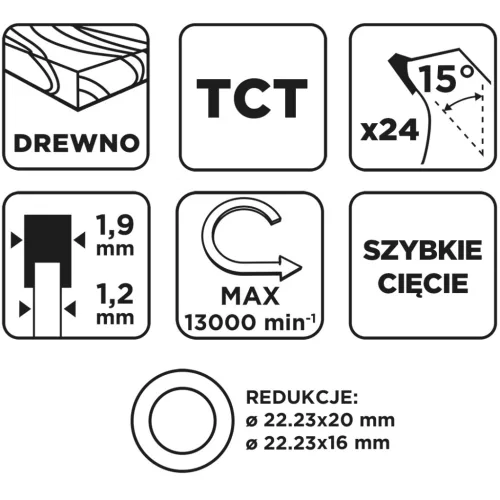 Körfűrészlap keményfém fogakkal, 125x22.2mm, 24fog