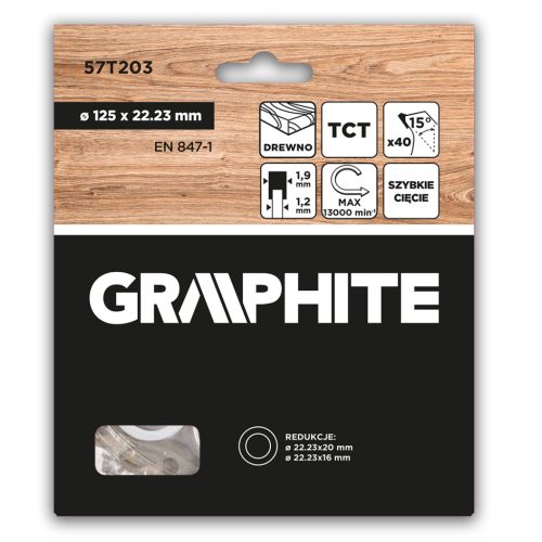 Körfűrészlap keményfém fogakkal, 125x22.2mm, 40fog