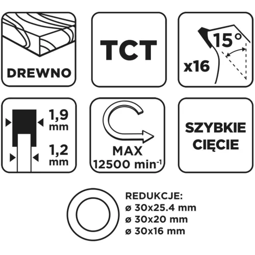 Körfűrészlap keményfém fogakkal, 130x30mm, 16fog