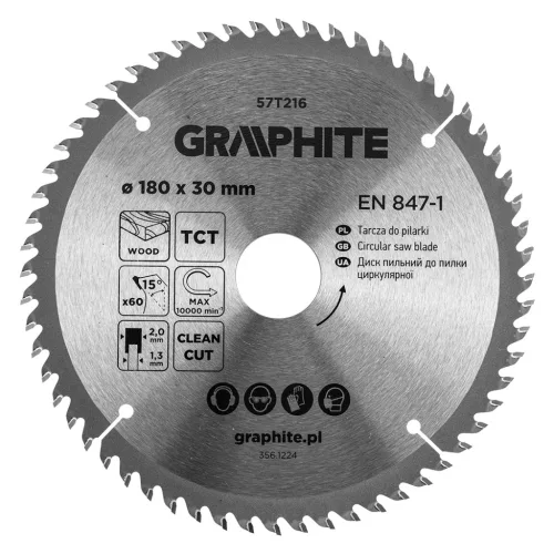 Körfűrészlap keményfém fogakkal, 180x30mm, 60fog