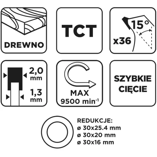 Körfűrészlap keményfém fogakkal, 185x30mm, 36fog
