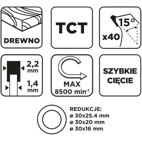 Körfűrészlap keményfém fogakkal, 200x30mm, 40fog
