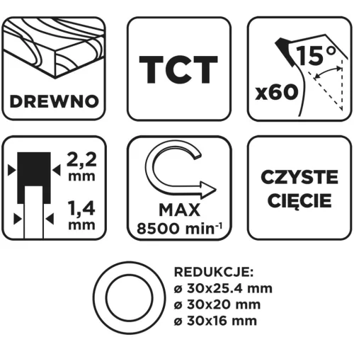 Körfűrészlap keményfém fogakkal, 200x30mm, 60fog