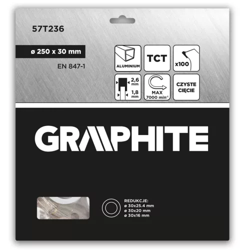 Körfűrészlap keményfém fogakkal, alumíniumhoz, 250x30mm, 100fog