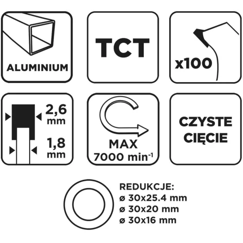 Körfűrészlap keményfém fogakkal, alumíniumhoz, 250x30mm, 100fog
