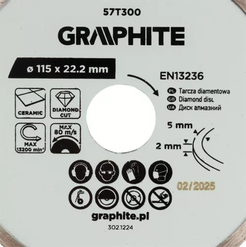 Gyémánt vágókorong 115x22.2mm, vizes