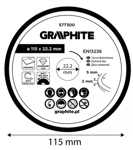 Gyémánt vágókorong 115x22.2mm, vizes
