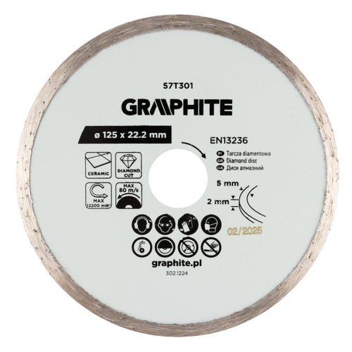 Gyémánt vágókorong 125x22.2mm, vizes