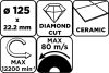 Gyémánt vágókorong 125x22.2mm, vizes