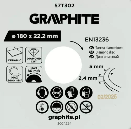 Gyémánt vágókorong 180x22.2mm, vizes