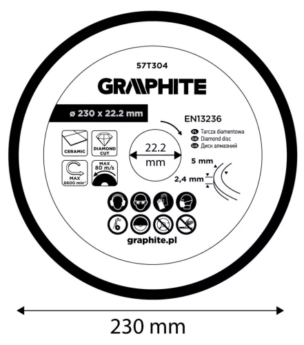 Gyémánt vágókorong 230x22.2mm, vizes