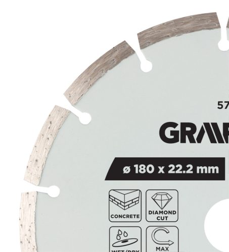 Gyémánt vágókorong 180x22.2mm, szegmenses, száraz és vizes