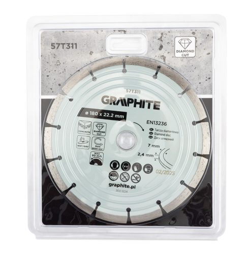 Gyémánt vágókorong 180x22.2mm, szegmenses, száraz és vizes