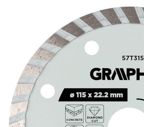 Gyémánt vágókorong 115x22.2mm, turbo, száraz