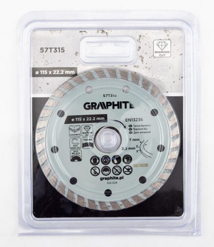 Gyémánt vágókorong 115x22.2mm, turbo, száraz