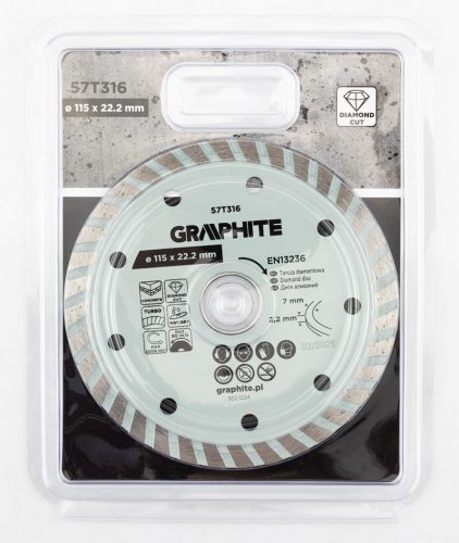 Gyémánt vágókorong 115x22.2mm, turbo, száraz és vizes